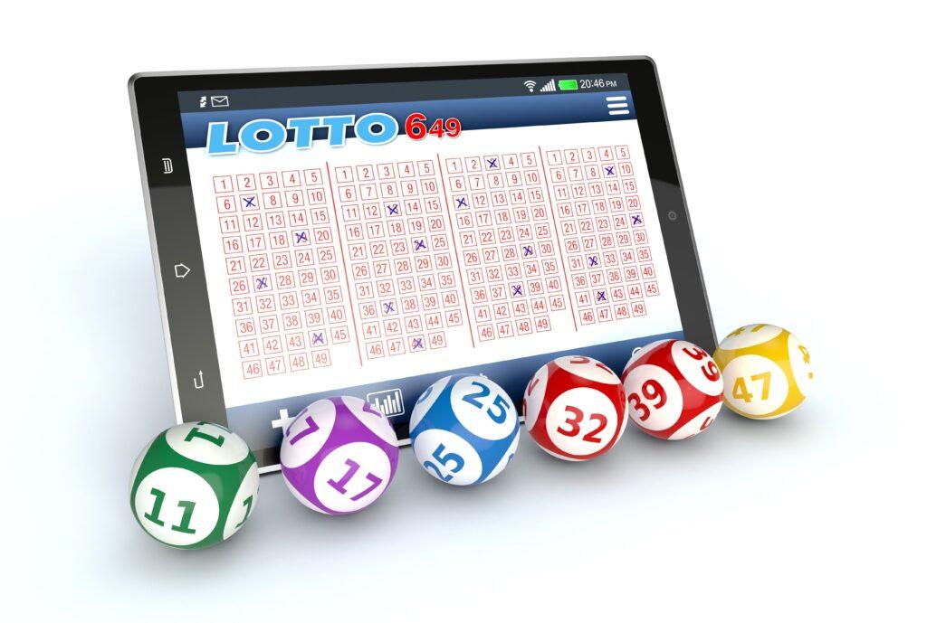 Ein Tablet mit verschiedenen Lotto Kugeln